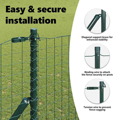 Embedded Fence Post 26 pcs Green Powder-Coated Steel