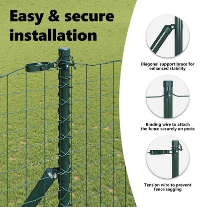 Embedded Fence Post 26 pcs Green Powder-Coated Steel