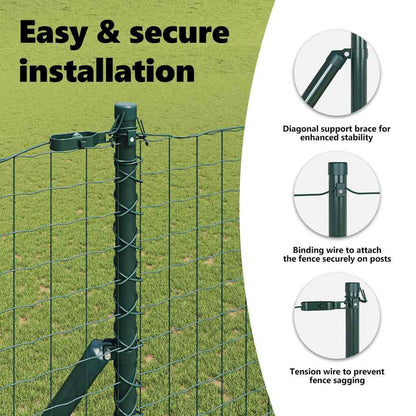 Embedded Fence Post 52 pcs Green Powder-Coated Steel