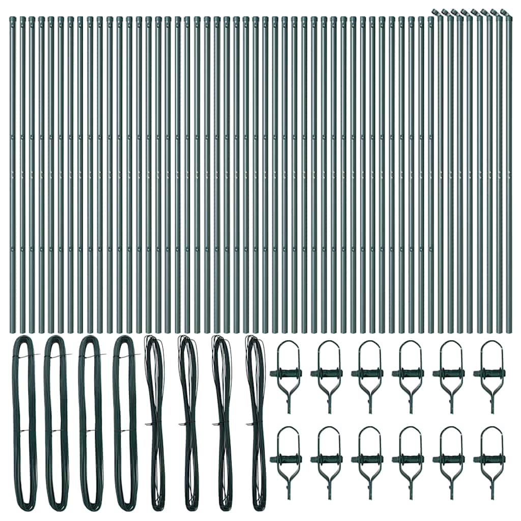 Embedded Fence Post 52 pcs Green Powder-Coated Steel