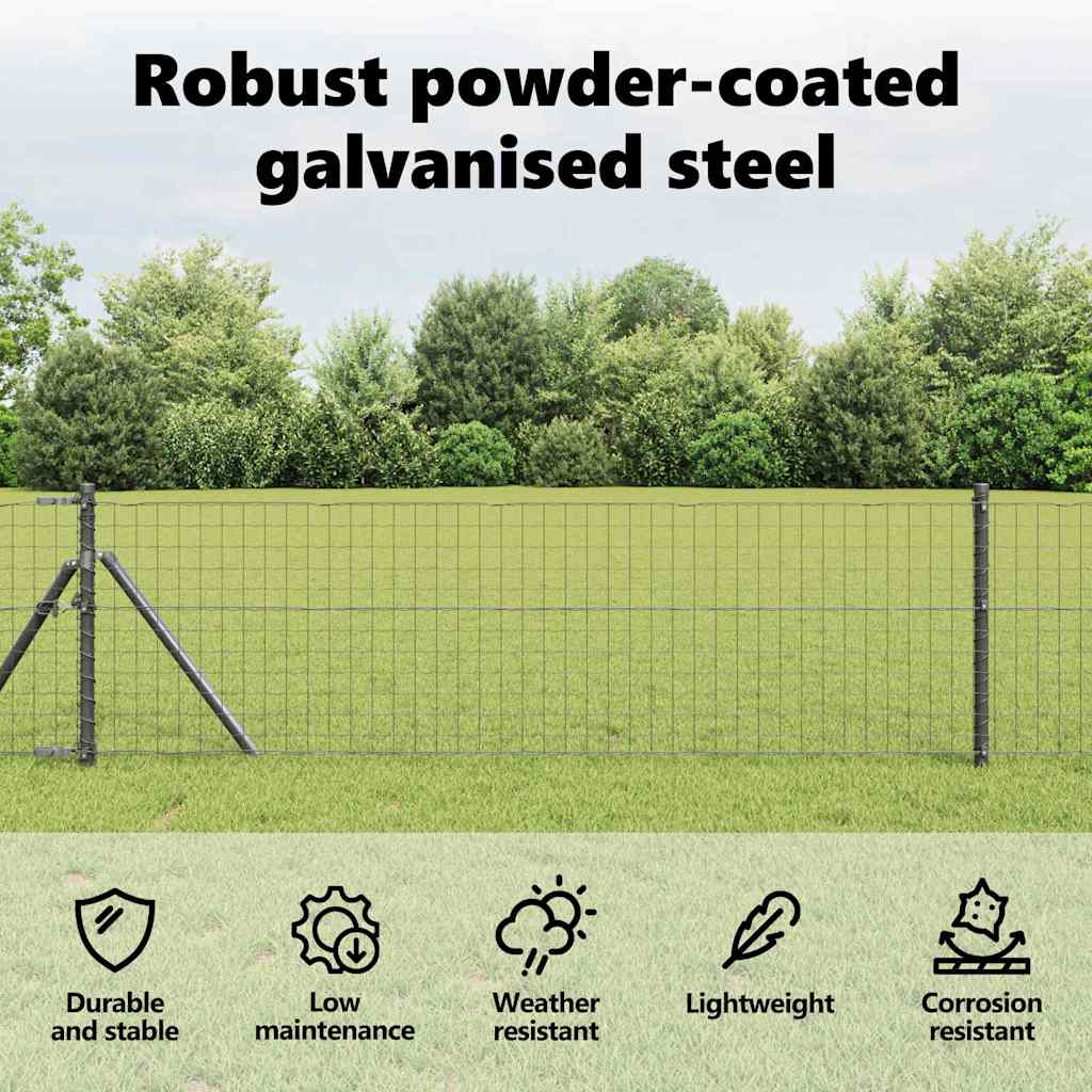Embedded Fence Post 26 pcs Grey Powder-Coated Steel