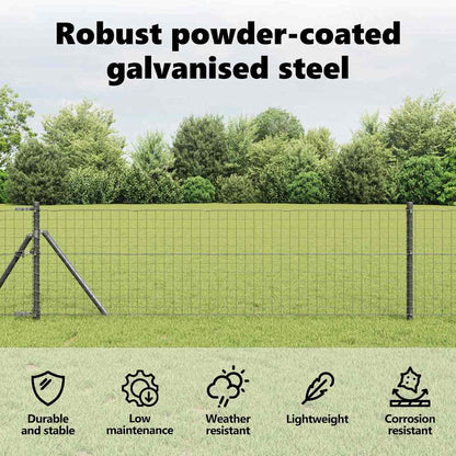 Embedded Fence Post 26 pcs Grey Powder-Coated Steel