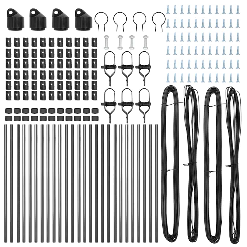 Embedded Fence Post 26 pcs Grey Powder-Coated Steel
