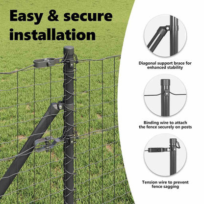 Embedded Fence Post 52 pcs Grey Powder-Coated Steel