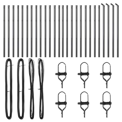 Embedded Fence Post 26 pcs Grey Powder-Coated Steel
