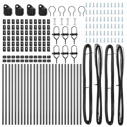 Embedded Fence Post 26 pcs Grey Powder-Coated Steel