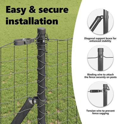 Embedded Fence Post 26 pcs Grey Powder-Coated Steel