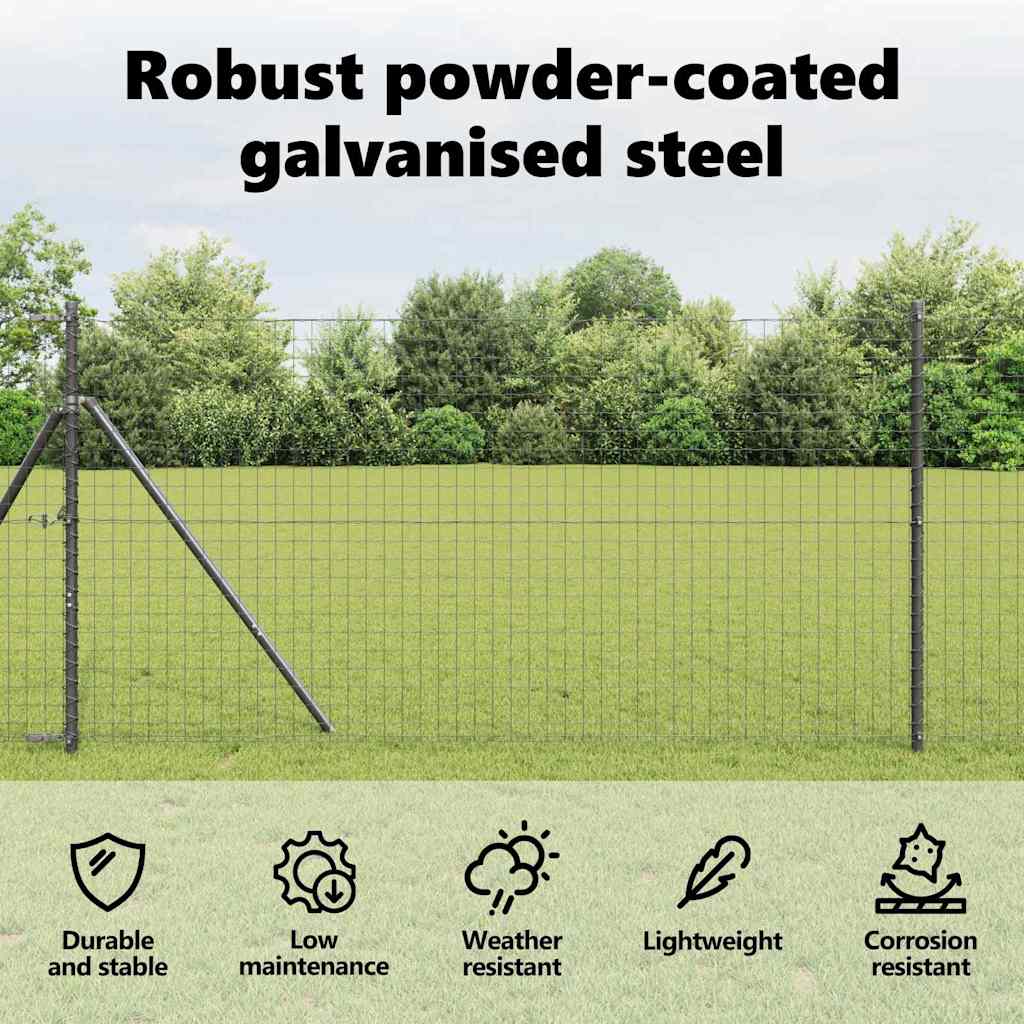 Embedded Fence Post 52 pcs Grey Powder-Coated Steel