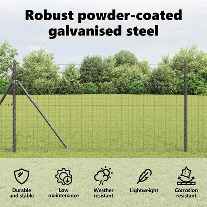 Embedded Fence Post 26 pcs Grey Powder-Coated Steel