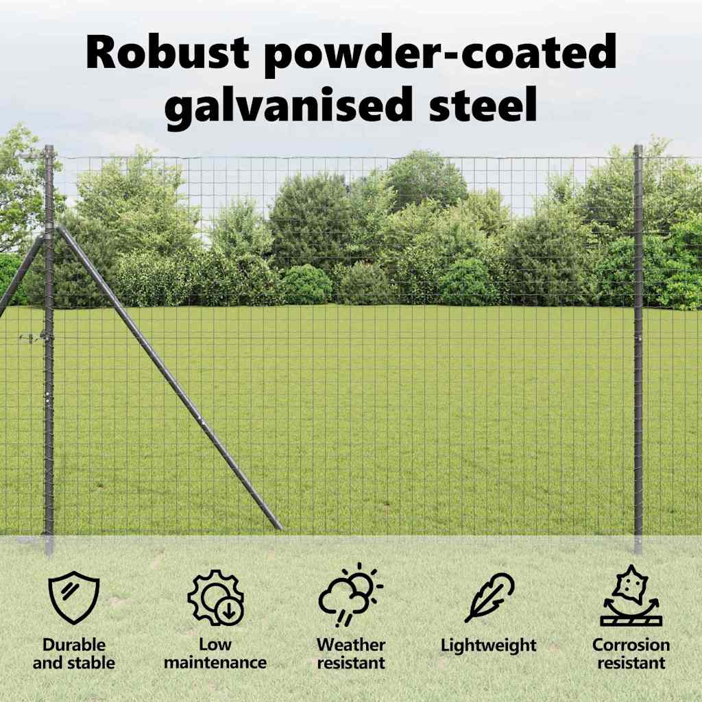 Embedded Fence Post 26 pcs Grey Powder-Coated Steel