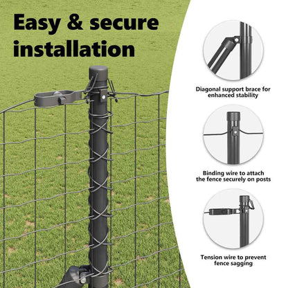 Embedded Fence Post 26 pcs Grey Powder-Coated Steel