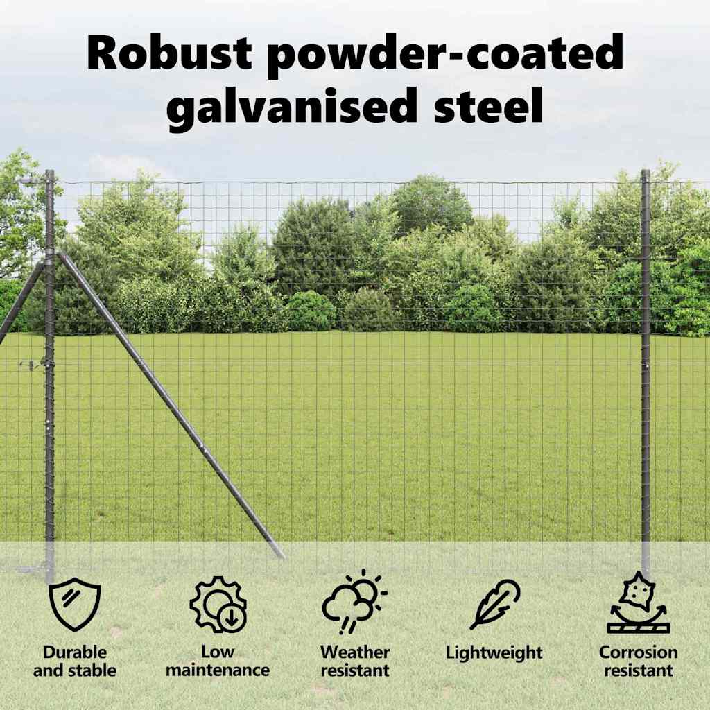 Embedded Fence Post 52 pcs Grey Powder-Coated Steel
