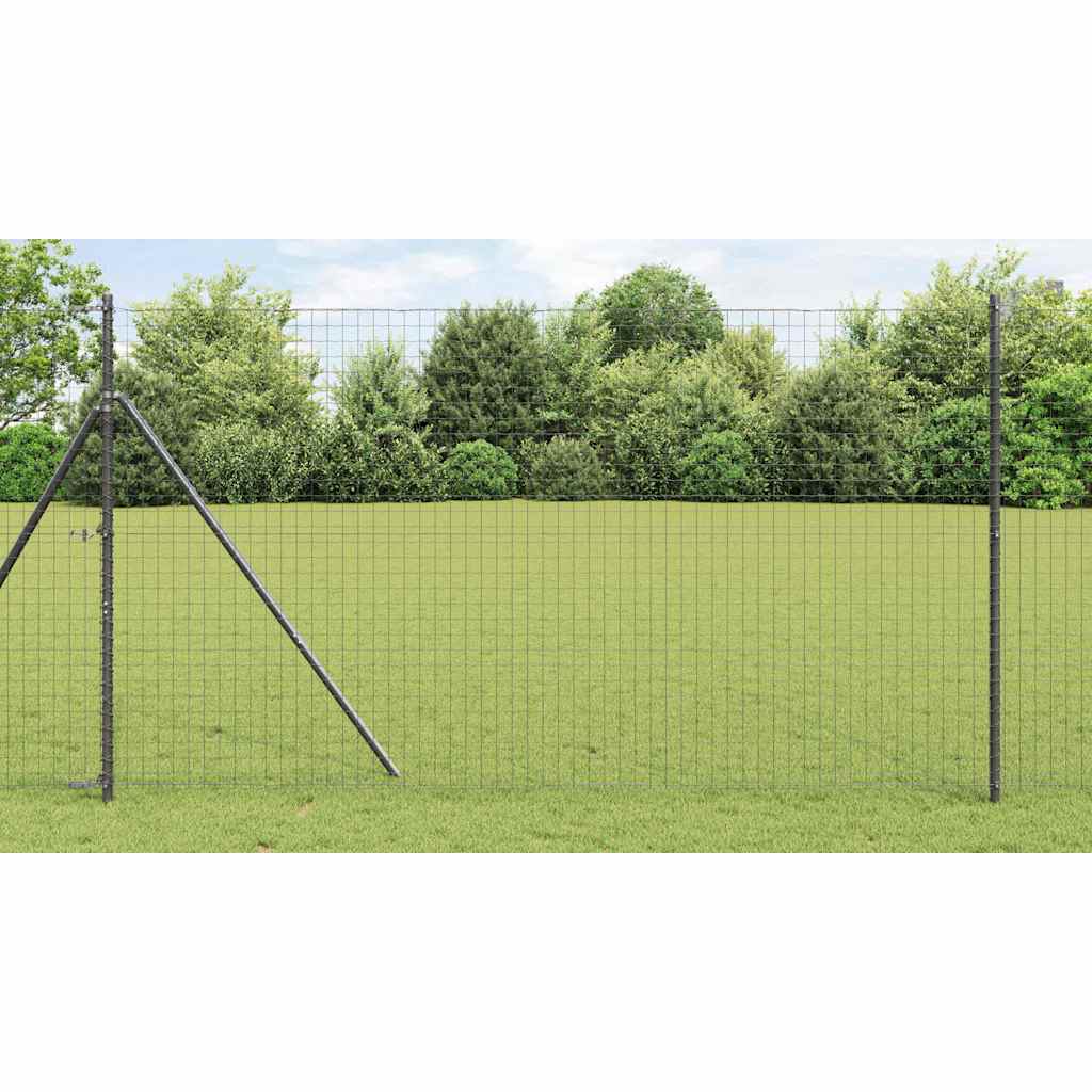 Embedded Fence Post 26 pcs Grey Powder-Coated Steel