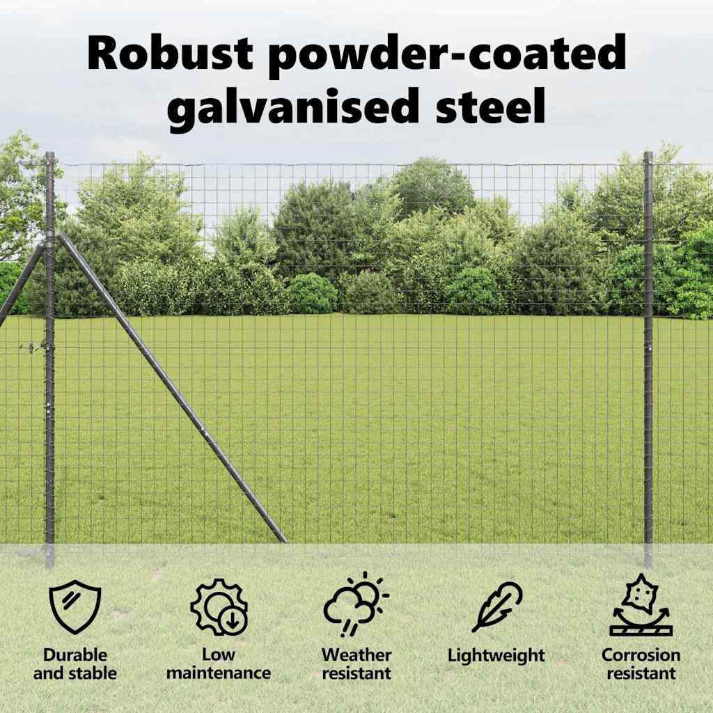 Embedded Fence Post 26 pcs Grey Powder-Coated Steel