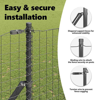 Embedded Fence Post 26 pcs Grey Powder-Coated Steel