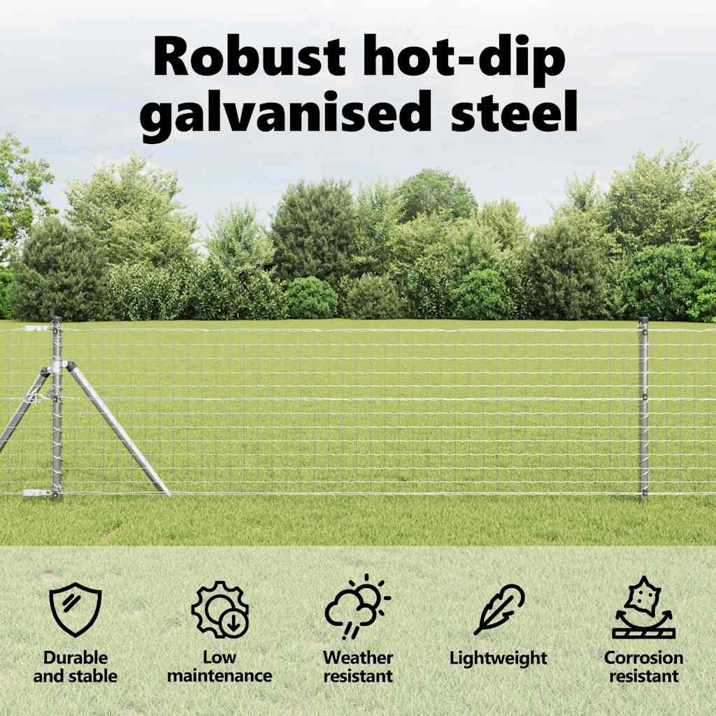 Embedded Fence Post 26 pcs Silver Powder-Coated Steel