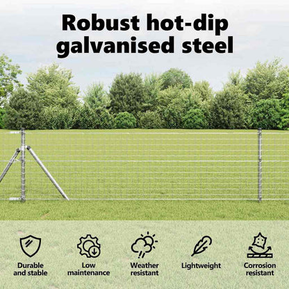 Embedded Fence Post 26 pcs Silver Powder-Coated Steel