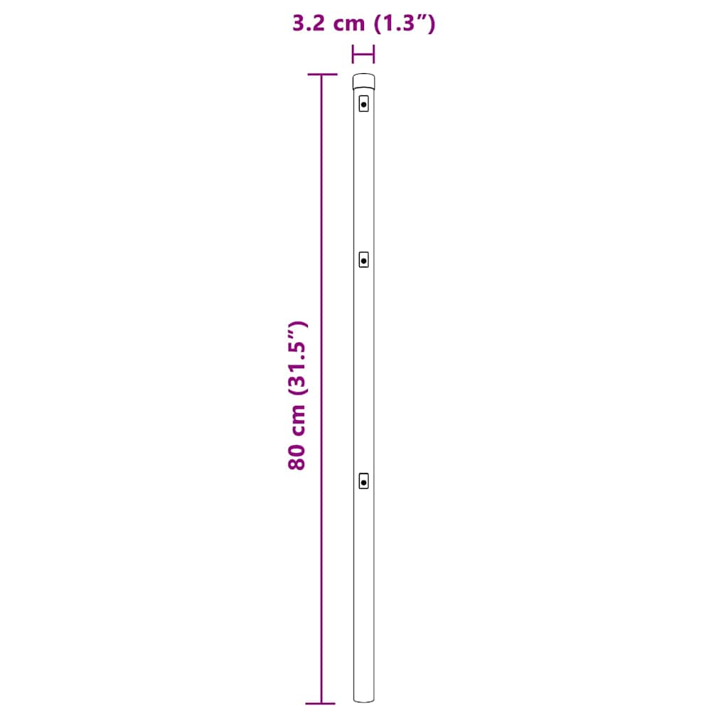 Embedded Fence Post 26 pcs Silver Powder-Coated Steel