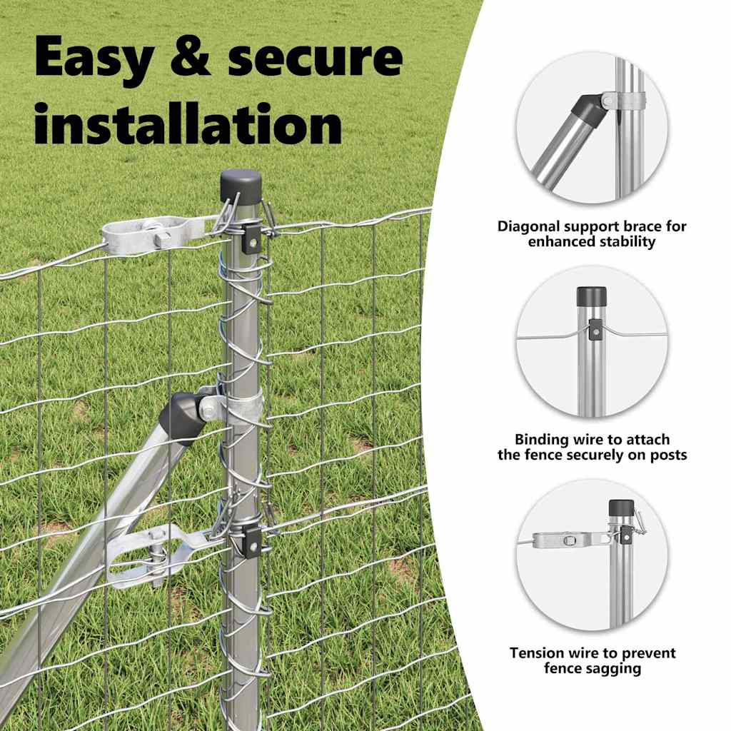 Embedded Fence Post 52 pcs Silver Powder-Coated Steel