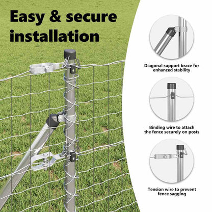 Embedded Fence Post 52 pcs Silver Powder-Coated Steel