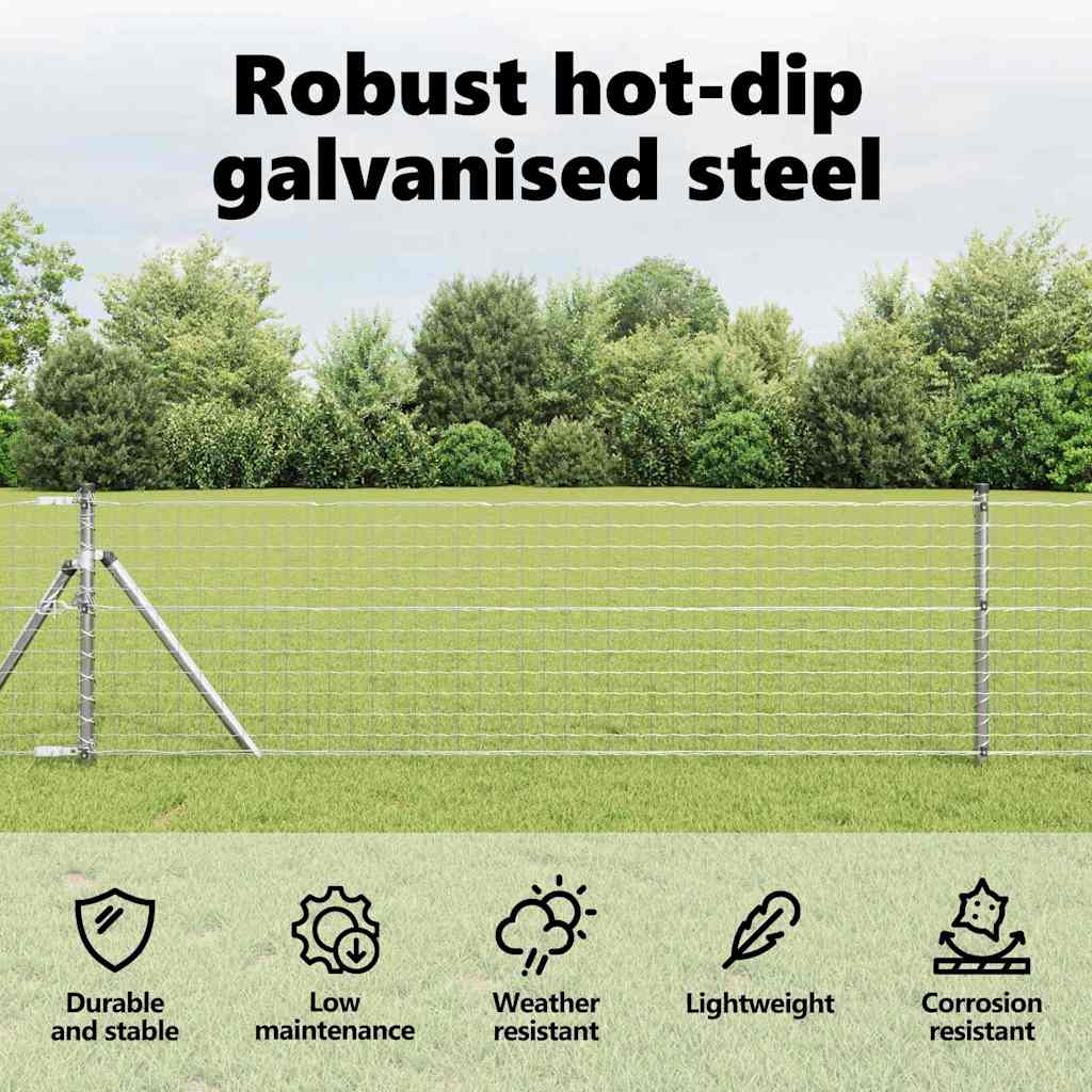 Embedded Fence Post 26 pcs Silver Powder-Coated Steel