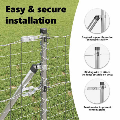 Embedded Fence Post 26 pcs Silver Powder-Coated Steel