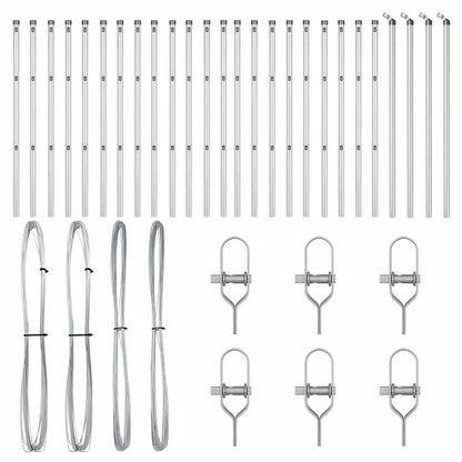 Embedded Fence Post 26 pcs Silver Powder-Coated Steel