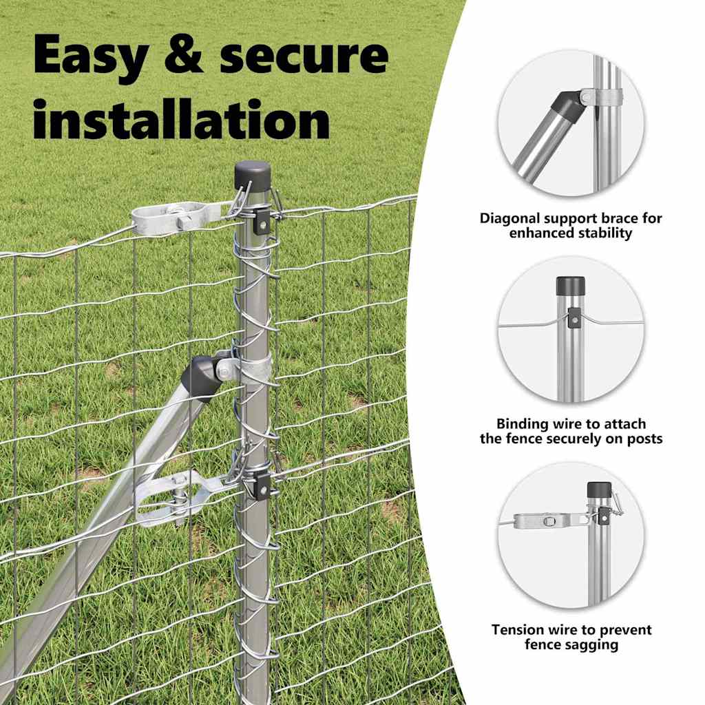 Embedded Fence Post 52 pcs Silver Powder-Coated Steel