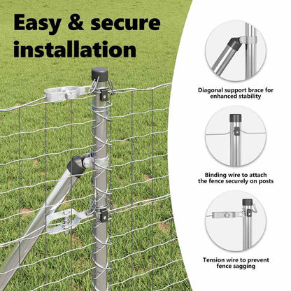 Embedded Fence Post 26 pcs Silver Powder-Coated Steel