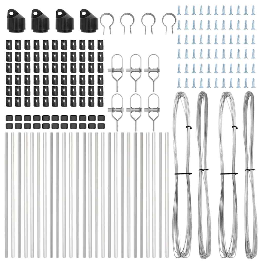 Embedded Fence Post 26 pcs Silver Powder-Coated Steel