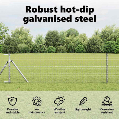 Embedded Fence Post 52 pcs Silver Powder-Coated Steel