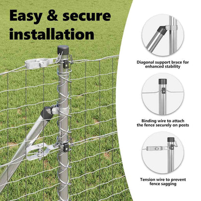 Embedded Fence Post 52 pcs Silver Powder-Coated Steel