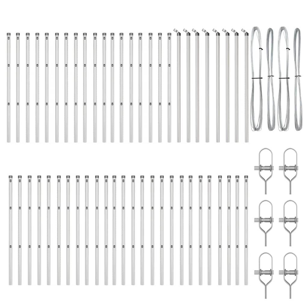 Fence Post 52 pcs Grey 3.2 x 3.2 x 120 cm