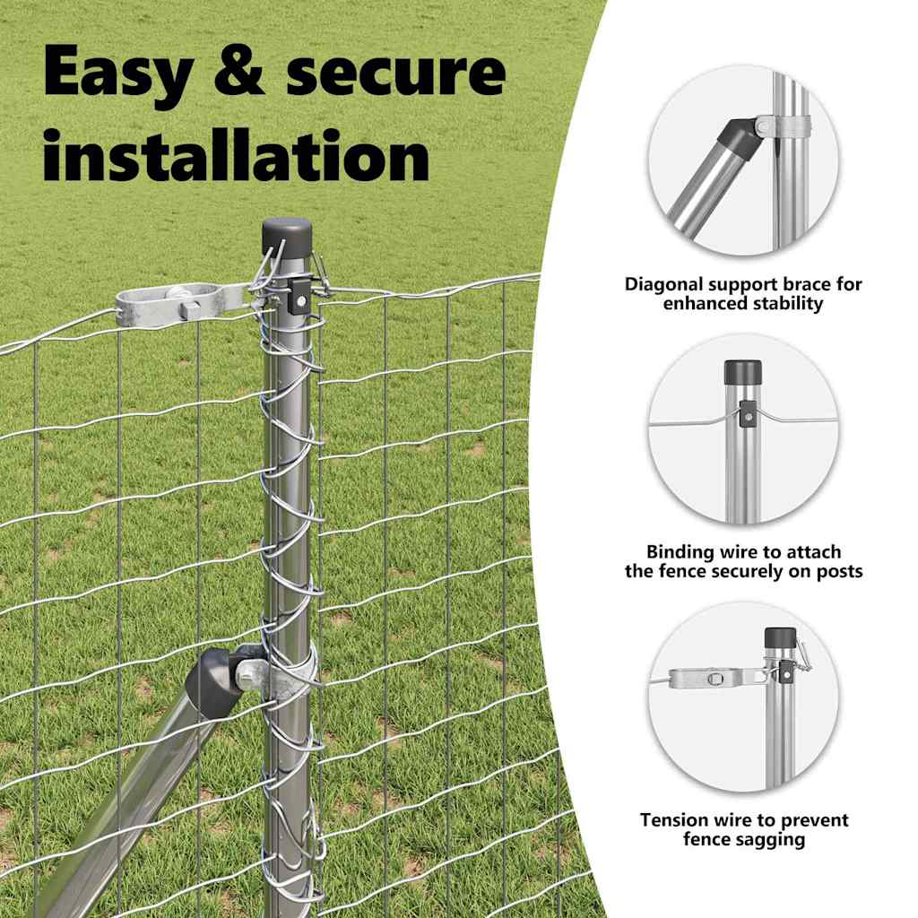 Embedded Fence Post 26 pcs Silver Powder-Coated Steel
