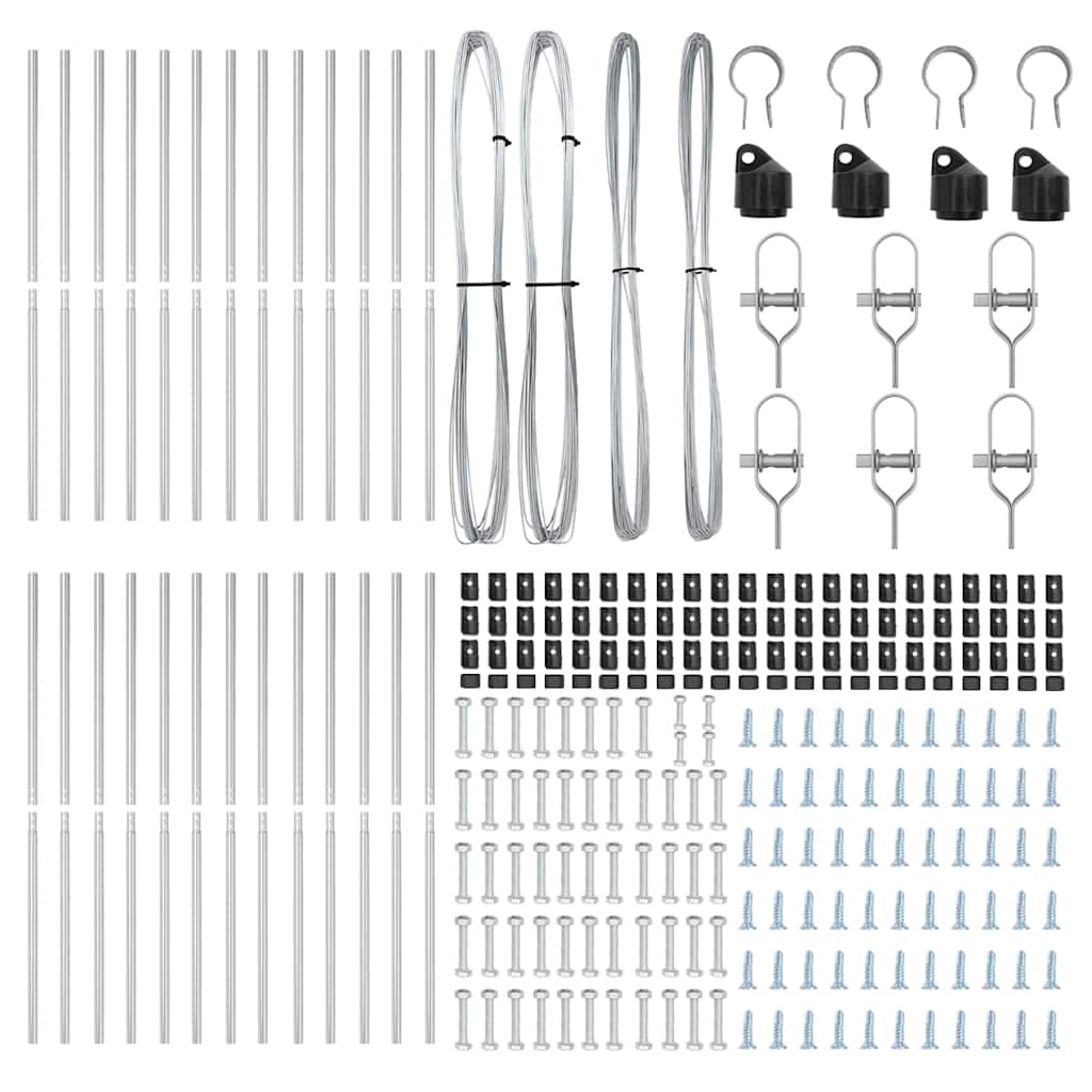 Embedded Fence Post 26 pcs Silver Powder-Coated Steel