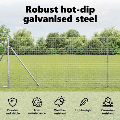 Embedded Fence Post 52 pcs Silver Powder-Coated Steel