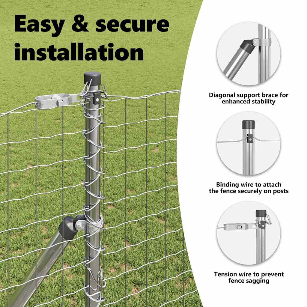Embedded Fence Post 52 pcs Silver Powder-Coated Steel