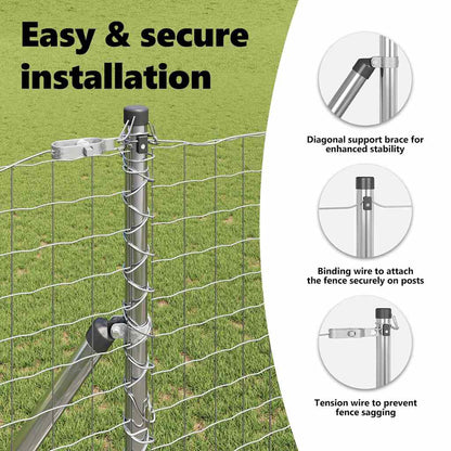 Embedded Fence Post 52 pcs Silver Powder-Coated Steel