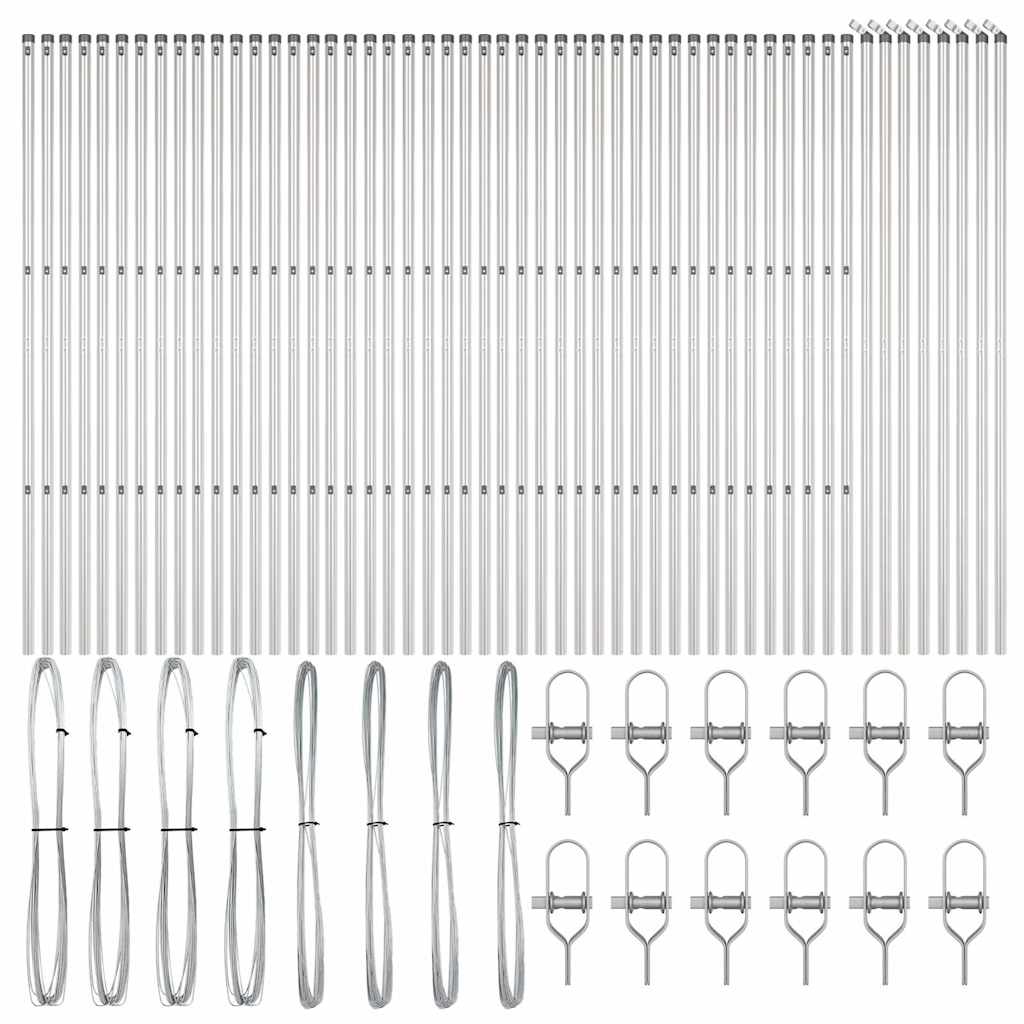 Embedded Fence Post 52 pcs Silver Powder-Coated Steel
