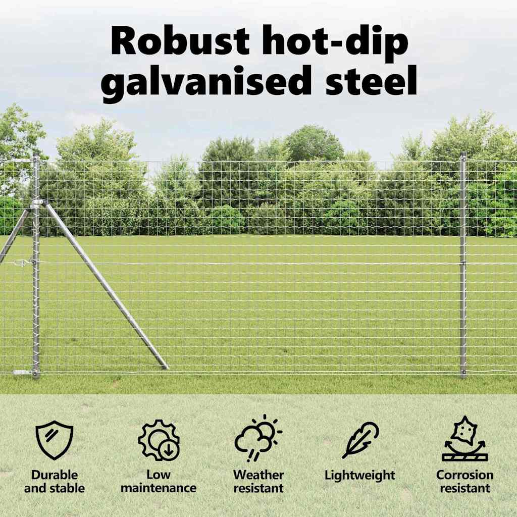 Embedded Fence Post 26 pcs Silver Powder-Coated Steel