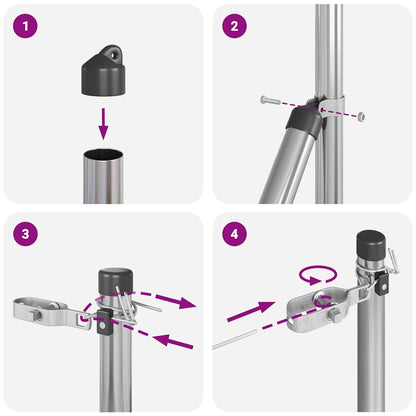 Embedded Fence Post 26 pcs Silver Powder-Coated Steel