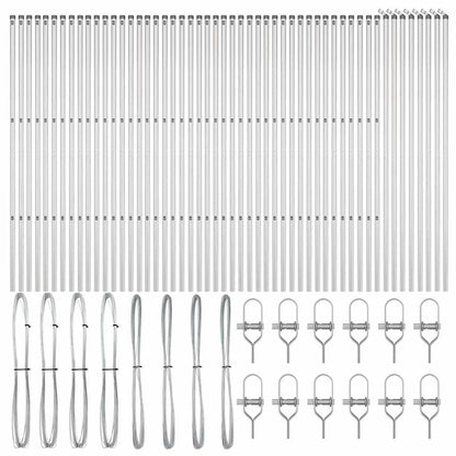 Embedded Fence Post 52 pcs Silver Powder-Coated Steel