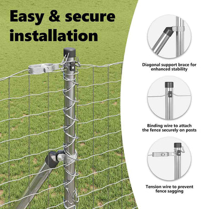 Embedded Fence Post 26 pcs Silver Powder-Coated Steel