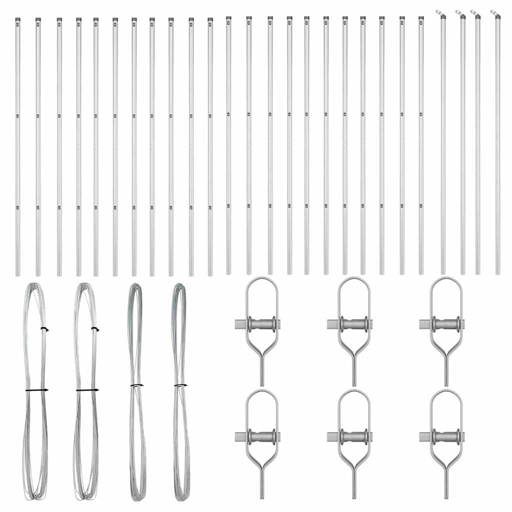 Embedded Fence Post 26 pcs Silver Powder-Coated Steel