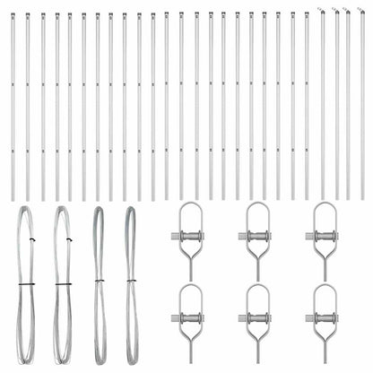 Embedded Fence Post 26 pcs Silver Powder-Coated Steel