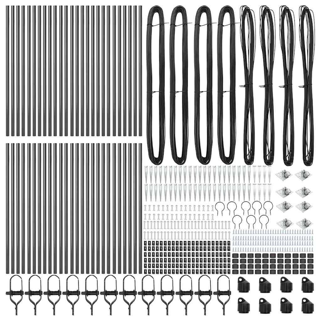 Ground Spike Fence Post 52 pcs Grey 60 cm Powder-Coated Steel