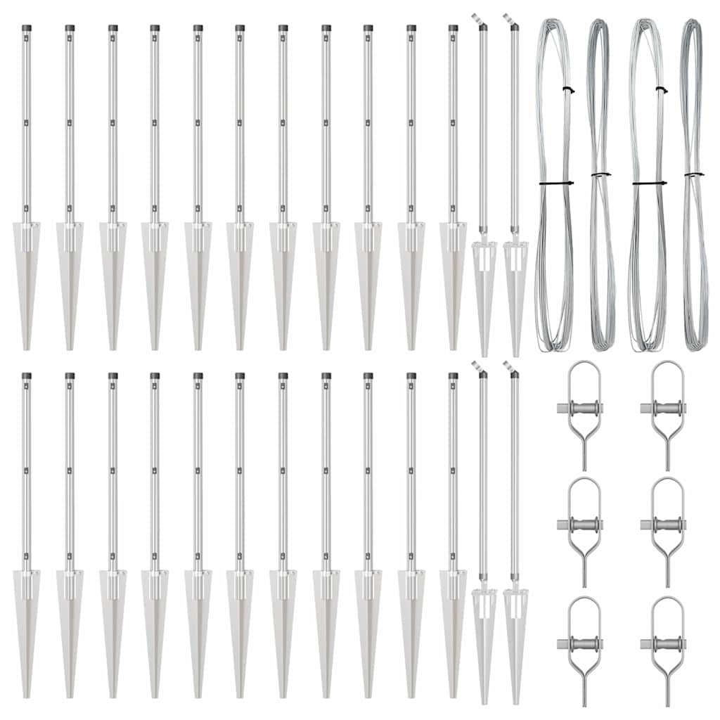 Ground Spike Fence Post 26 pcs Silver 60 cm Powder-Coated Steel