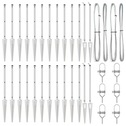 Ground Spike Fence Post 26 pcs Silver 60 cm Powder-Coated Steel