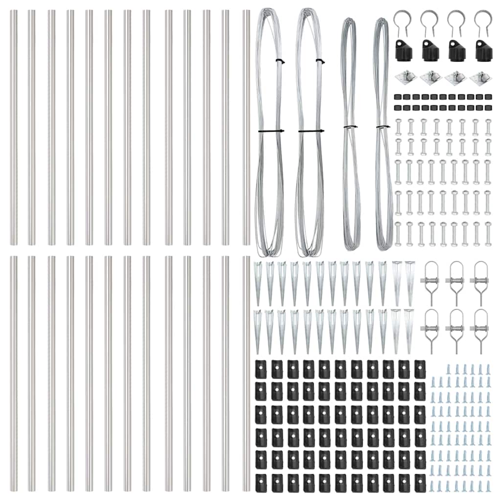 Ground Spike Fence Post 26 pcs Silver 60 cm Powder-Coated Steel