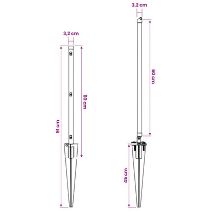 Ground Spike Fence Post 26 pcs Silver 60 cm Powder-Coated Steel
